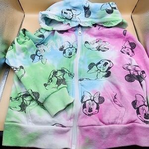 Minnie Mouse Sweatshirt Child's 4T Hoodie Zip Disney Junior Tie Dye